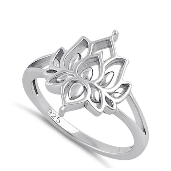 Sterling Silver Lotus Flower Ring New